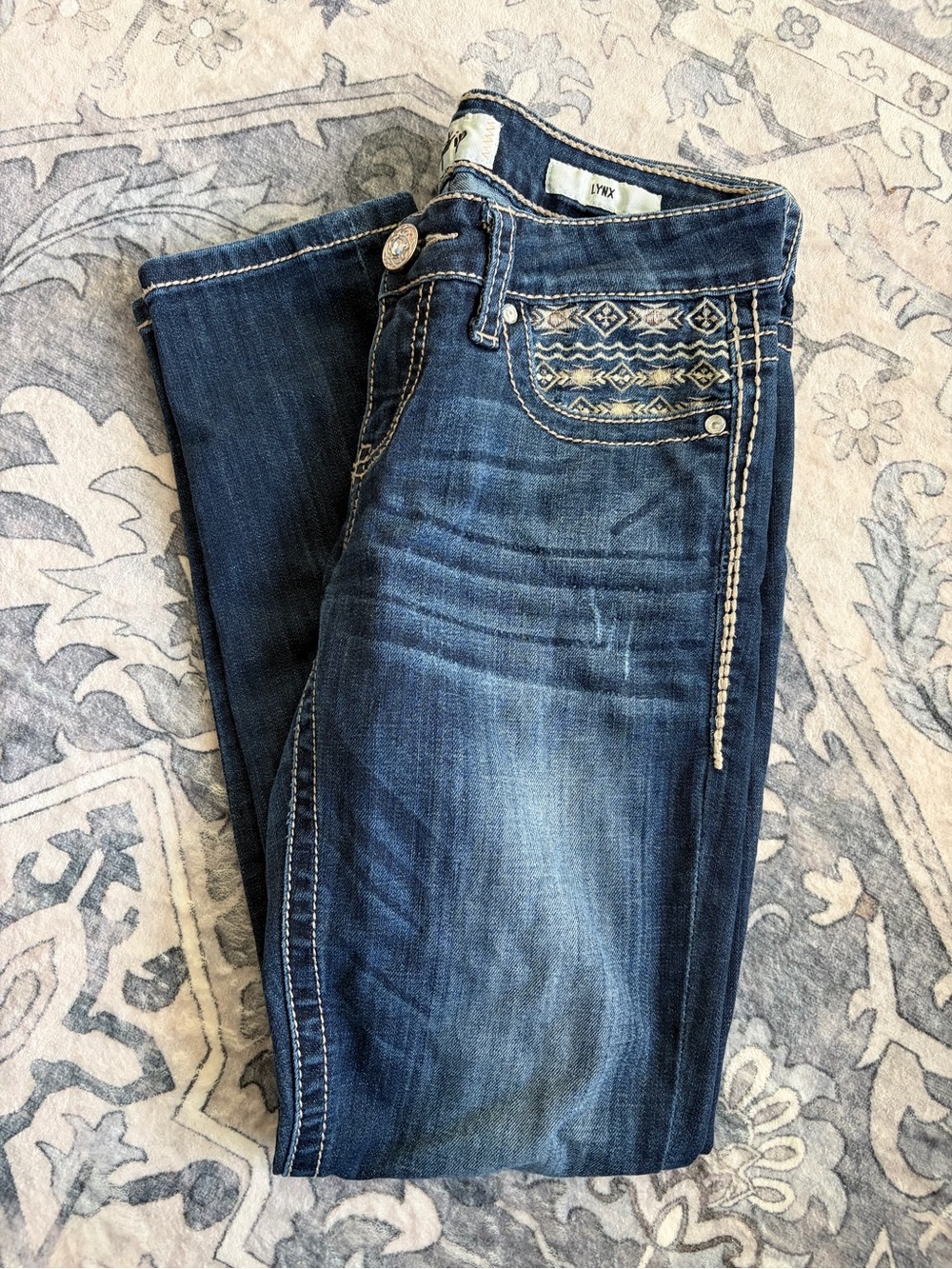 Daytrip Dark Blue Embroidered Pocket Skinny Jeans